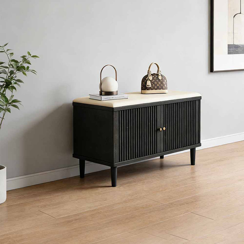 Banc de rangement pour chaussures de style italien, H 18,9 po x l 31,5 po x P 13,78 po, Noir