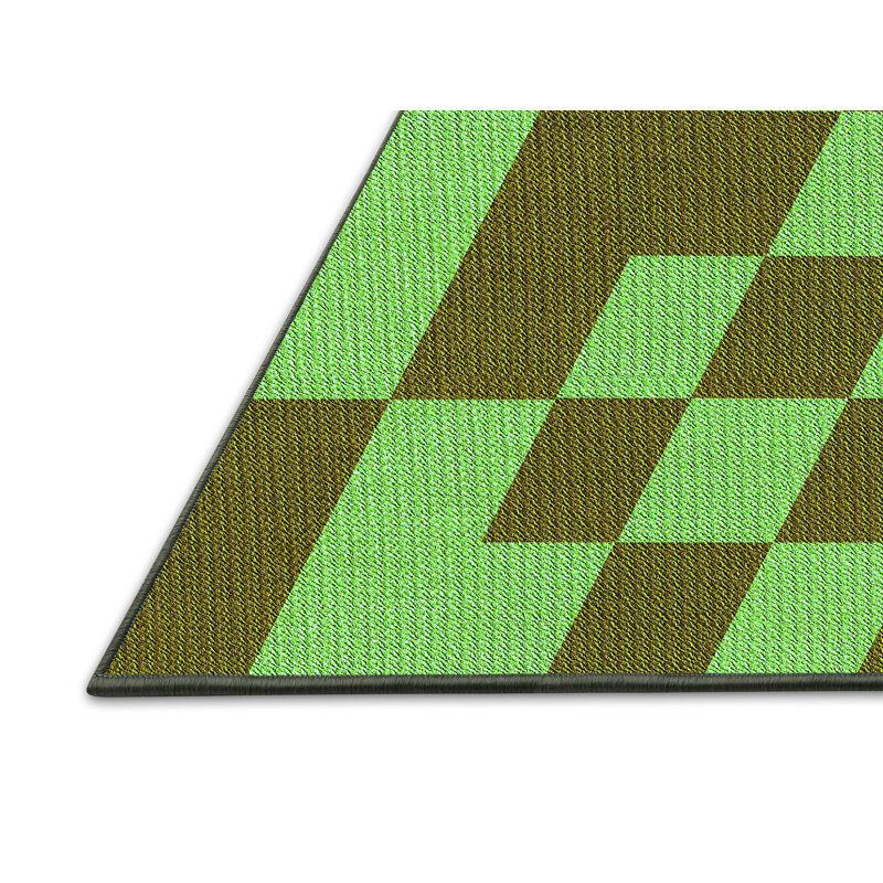 Tapis géométrique en laine vert, Rectangle 4 pi x 6 pi