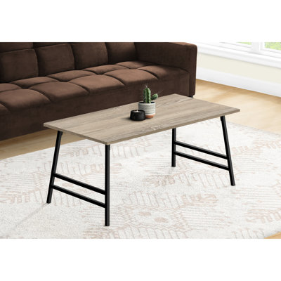 Console rectangulaire rectangulaire en stratifié taupe, L 40 po, mobilier de salon moderne, base en métal noir, table d'appoint L 40 po