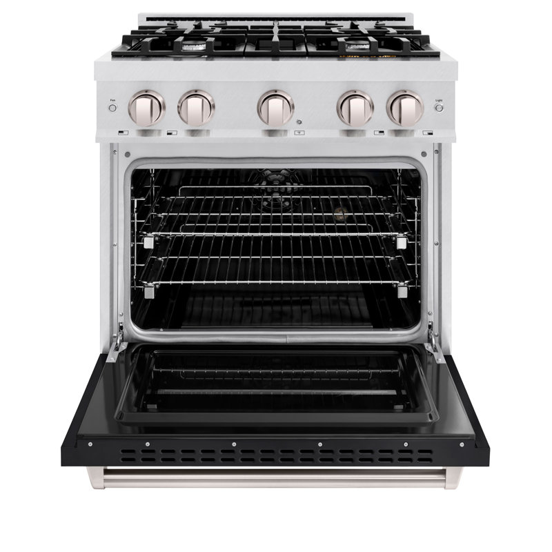 ZLINE 30" Classic Dual Fuel Black Matte Door Range w/ 4 Burners and Convection Oven, Black