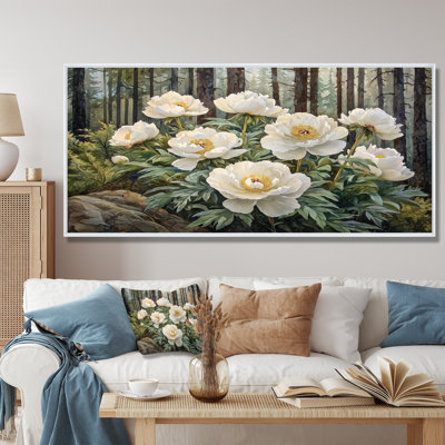 Gloriajean, pivoines estivales dans les pentes boisées III - pivoines, art mural