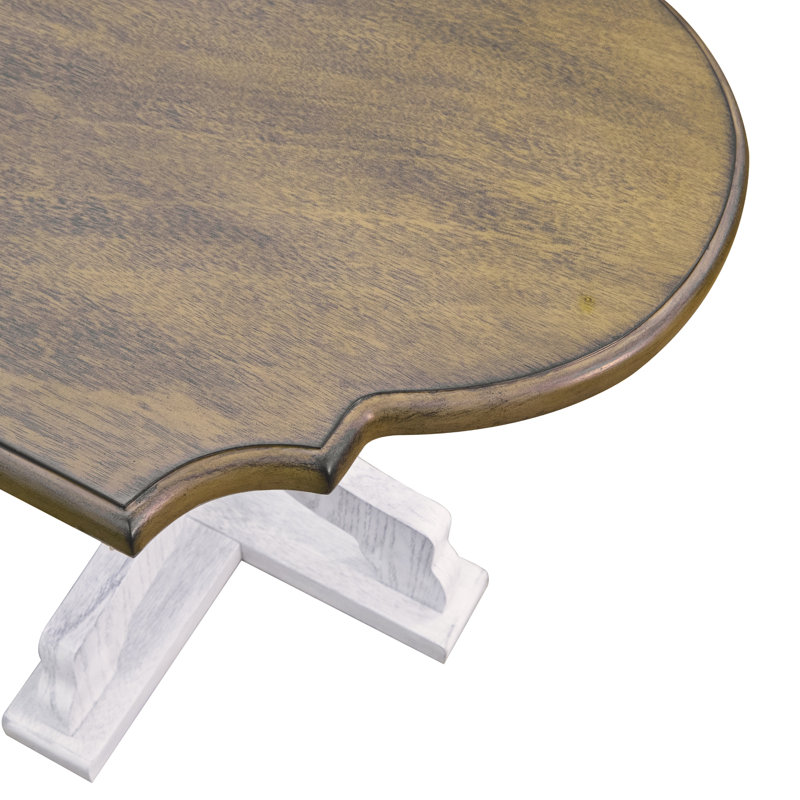 Vesely Saylor Solid Wood Coffee Table, Anti White/Antique Oak