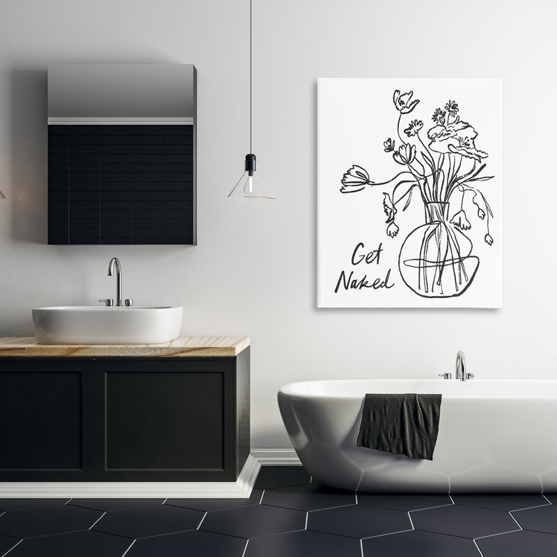 Toile à motif de fleurs «Get N dénudé», design par Lettré et doublé, H 48 po x l 36 po