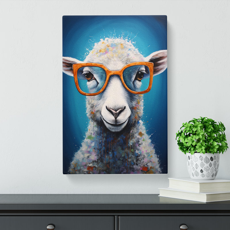 Sheep With Glasses - No Frame Print, 60cm H x 40cm W x 3cm D