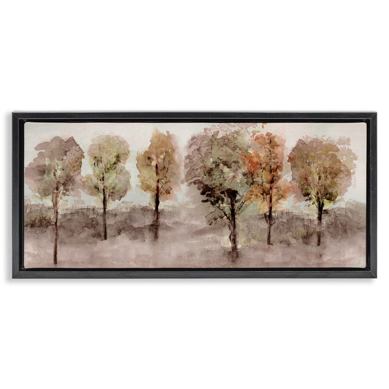 Arbre de style aquarelle, Cadre flottant noir de jais, H 11 po x l 25 po