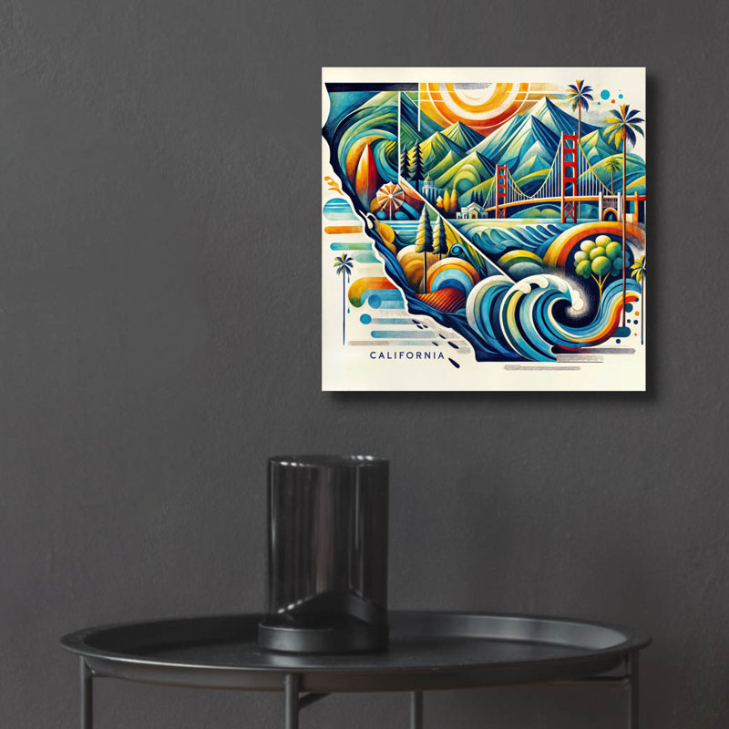 «California Abstract» par Rey Klimt, art mural en verre acrylique, H 12 po x l 12 po x P 0,13 po