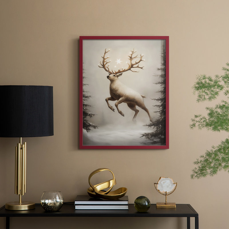 «Christmas Holiday Art», série 2 CVI, reproduction encadrée - bois massif, H 15 po x l 12 po, Rouge