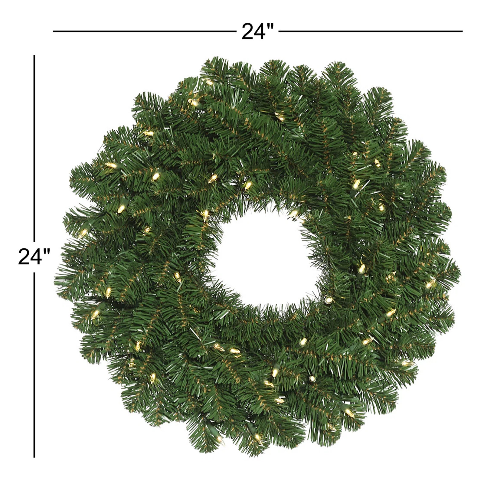 Pre-Lit Fir Christmas Wreath, 24" W x 24" H