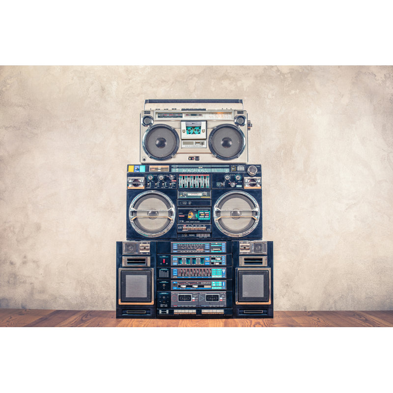 Cassette Tape Recorders - Wrapped Canvas Print, 30cm H x 46cm W x 3.8cm D