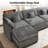 111.8" Modular Sectional Sofa, 3-Seat L Shaped Couch with 2 Reversible Ottomans-522955897