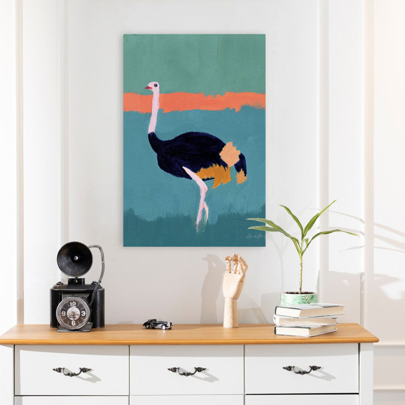 Autruche - animaux abstraits oiseaux noir, H 24 po x l 16 po
