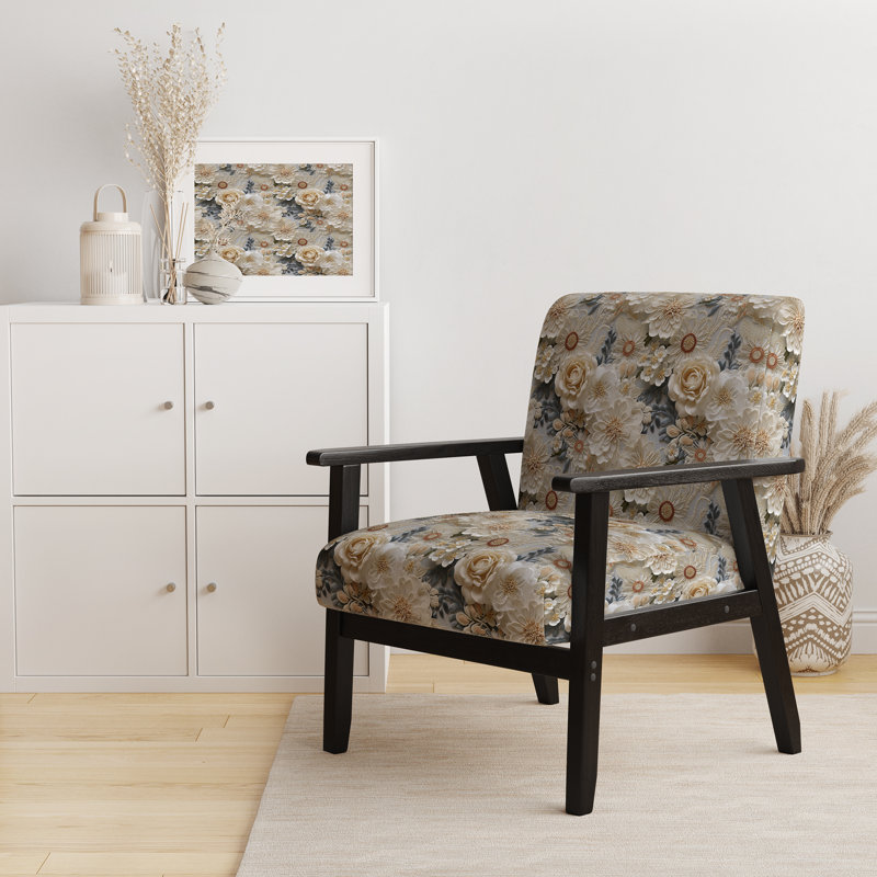 Chaise d'appoint florale Cobalt, Voile de dentelle florale rétro blanc I