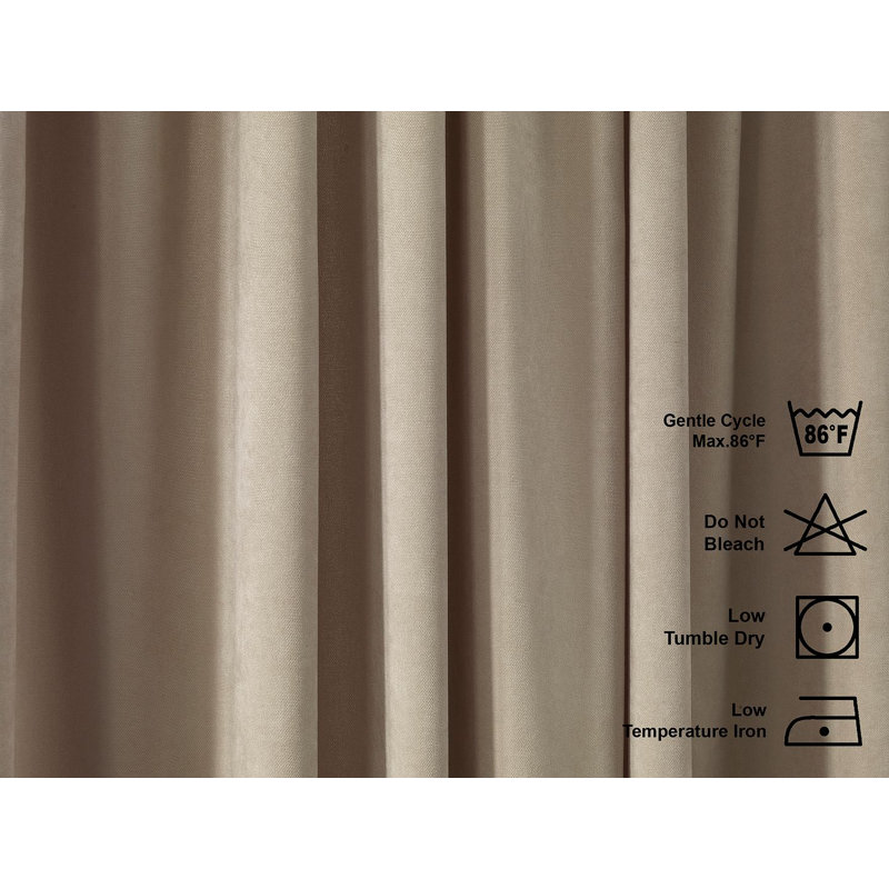 Panneau de rideau simple décoratif à double pincement très long et très large, Beige, L 52 po x L 156 po