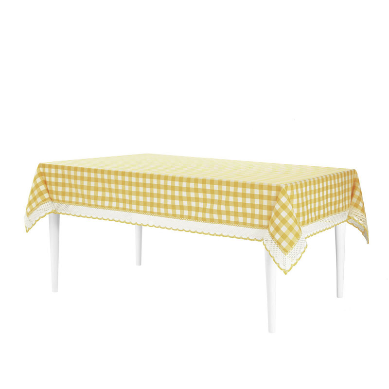Linhart Checkered Cotton Blend Tablecloth, 104" x 60", Yellow