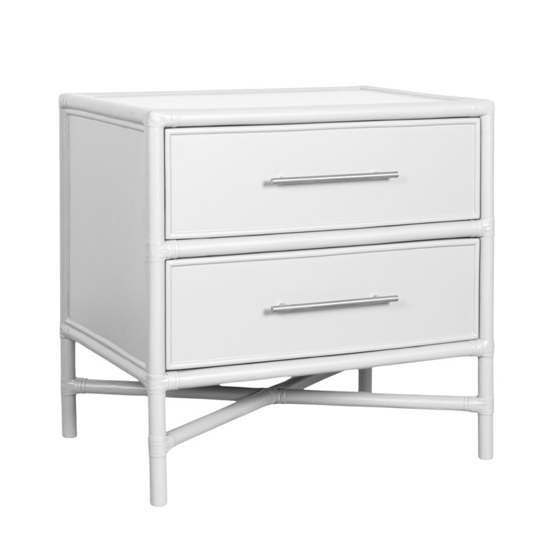 Table de chevet 2 tiroirs Venice Collection, Blanc