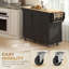 Îlot de cuisine avec abattant, chariot de cuisine roulant avec rangement, noir-5952166