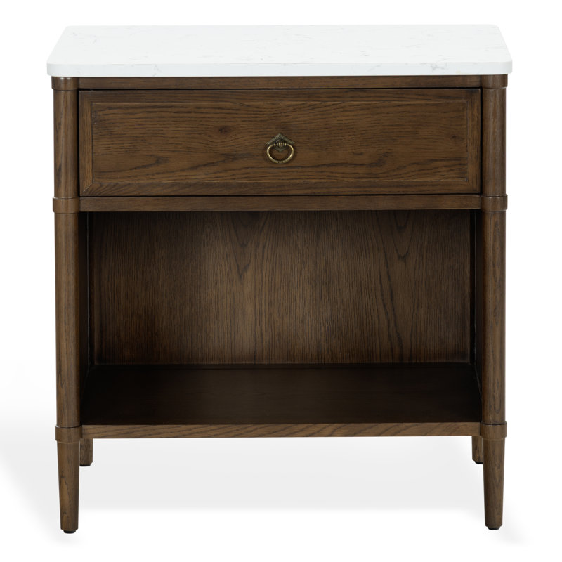 Table de chevet 1 tiroir Alianna, Walnut / White