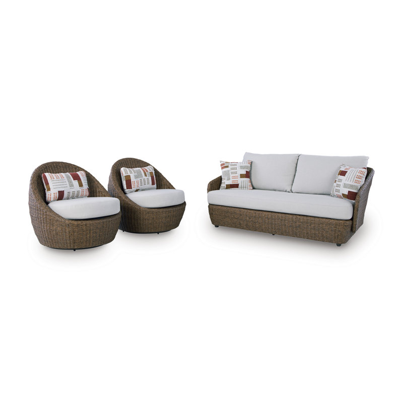 Causeuse d'extérieur avec 2 chaises pivotantes UKee (ensemble de 3)