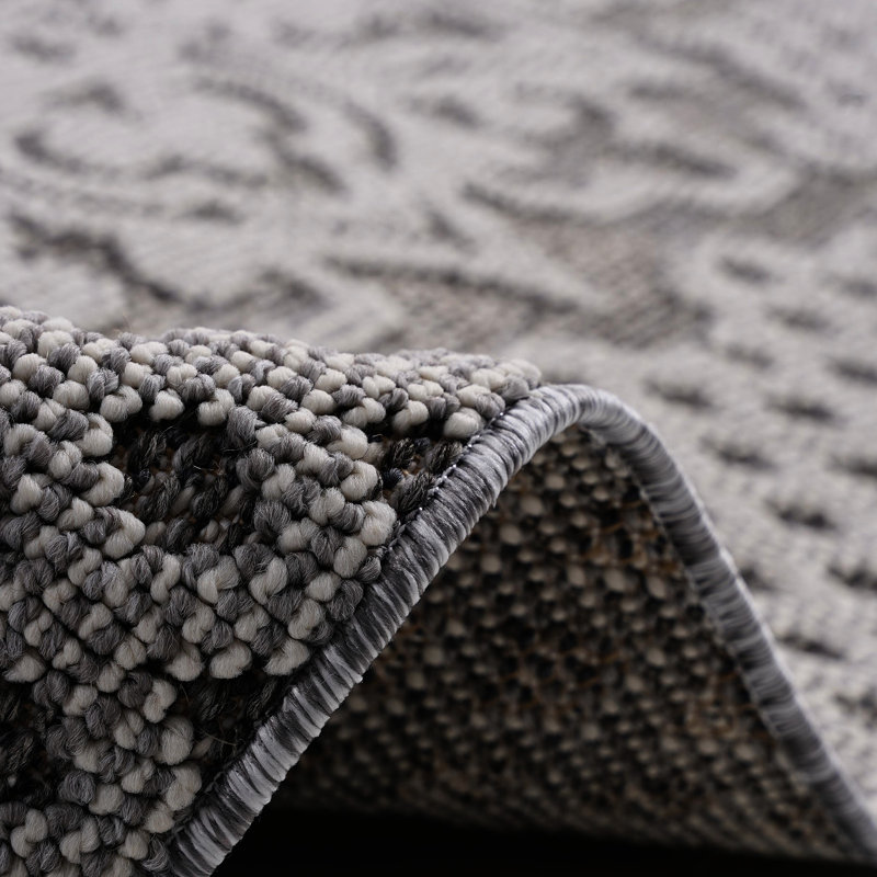 Gray/White Loom & Area Rug Medallion 4X6 - Non-Shedding, Soft Pile, For Living Room And Office Study