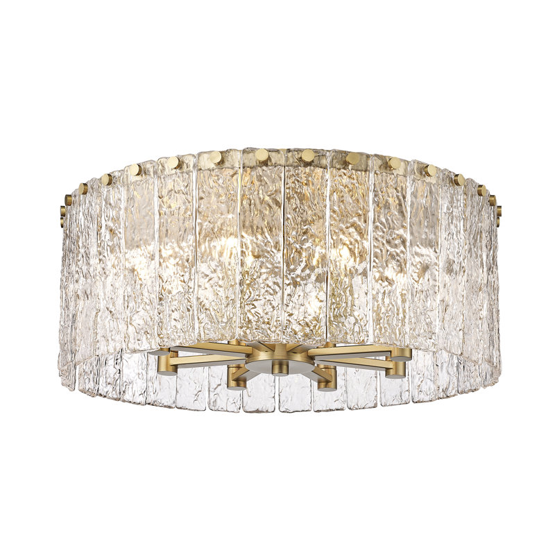 Raeeyan Glass Flush Mount, Modern Gold