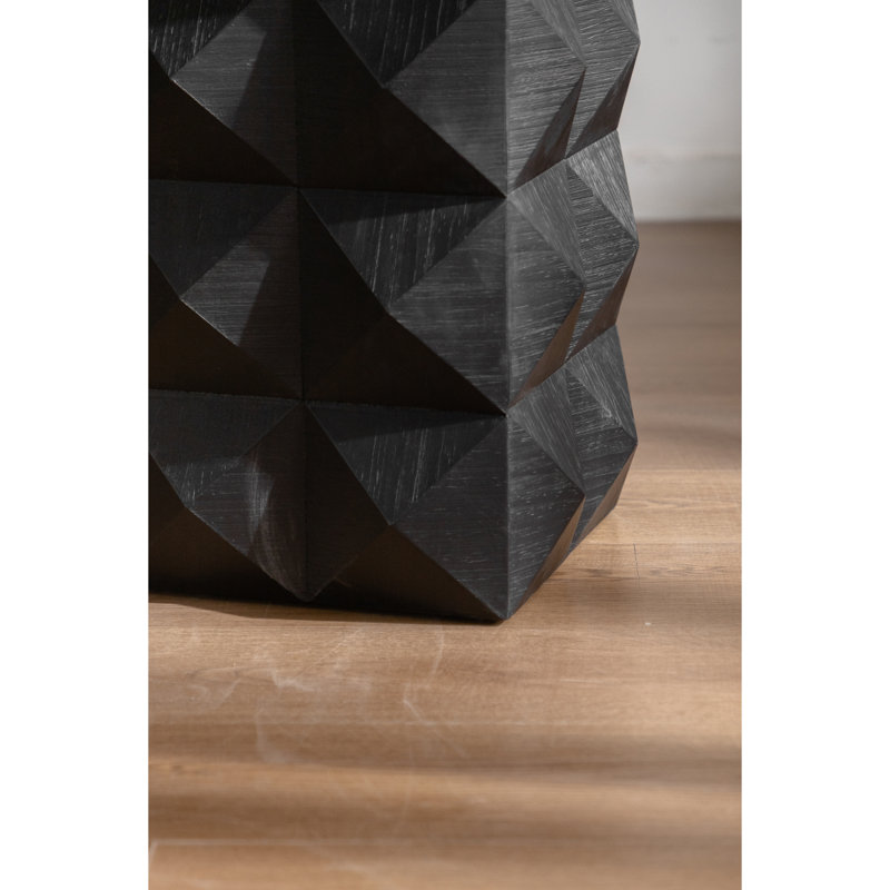 Table d'appoint rétro à motif tridimensionnel en relief 23,62 po
