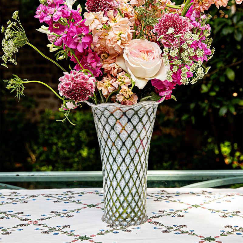 Trellis 9" Flared Vase, White