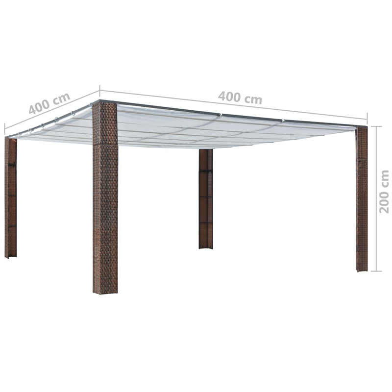 Large Brown and Cream Poly Rattan Gazebo with Sliding Canopy