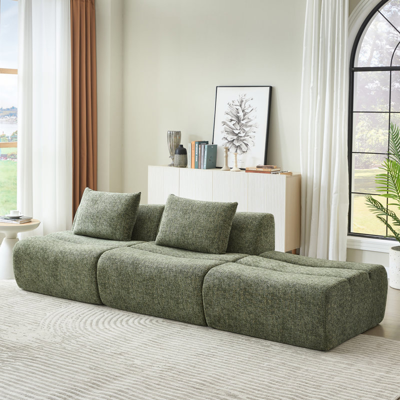 3 Seater Compressed Of Chenille, No Assembly, Space - Saving For Living Room And Compact Apartment, Comfortable, Versatile 1 Seat Configurations, Spring Sponge Design Oversized With Cozy Rooms