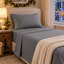 Ensemble de draps en microfibre 4 pièces avec draps-housses profonds 16 po, gris-137915286