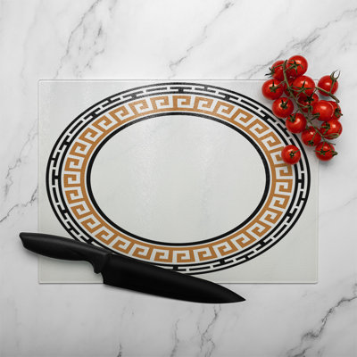 Greek Key Frame Glass Chopping Board