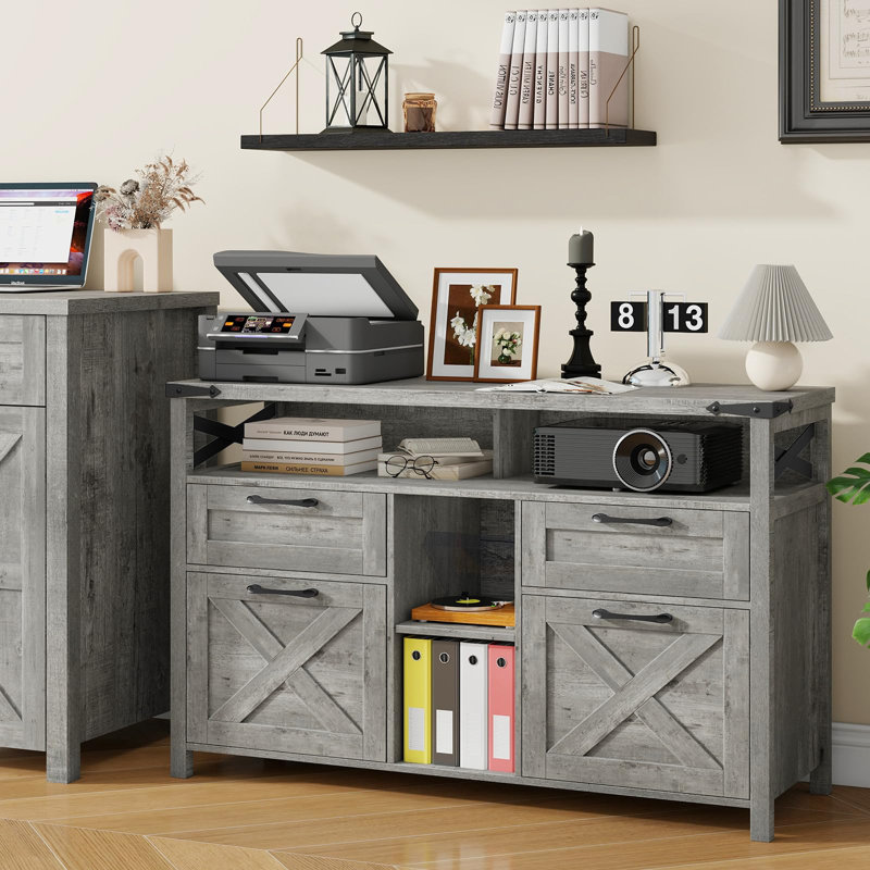 Classeur Farmhouse avec tablette réglable, Gris