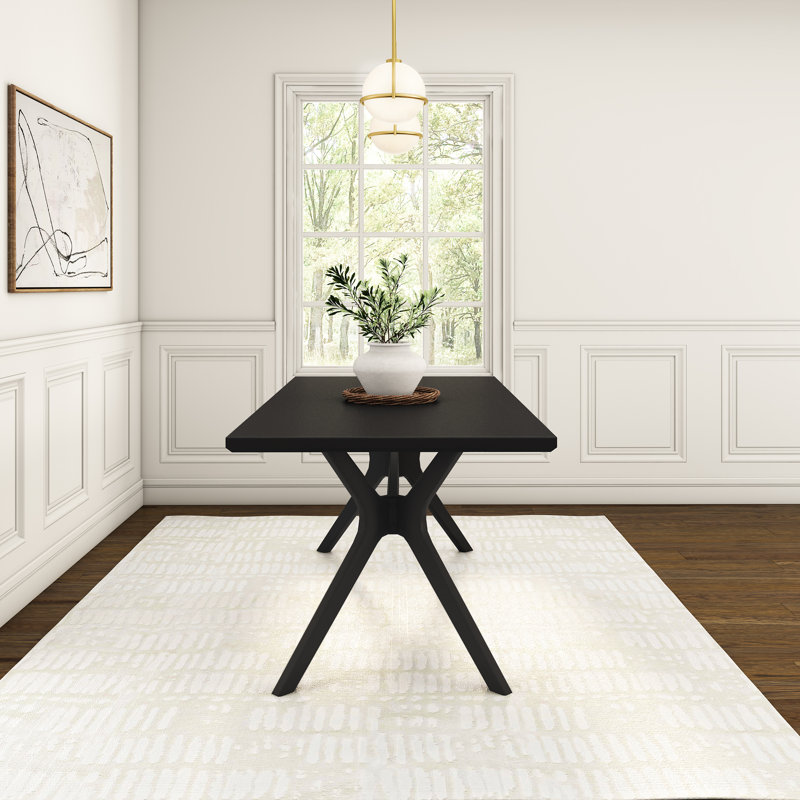 Muhsina Cross Leg Rectangular Dining Table, Black, 30"H x 72"W x 35.75"D