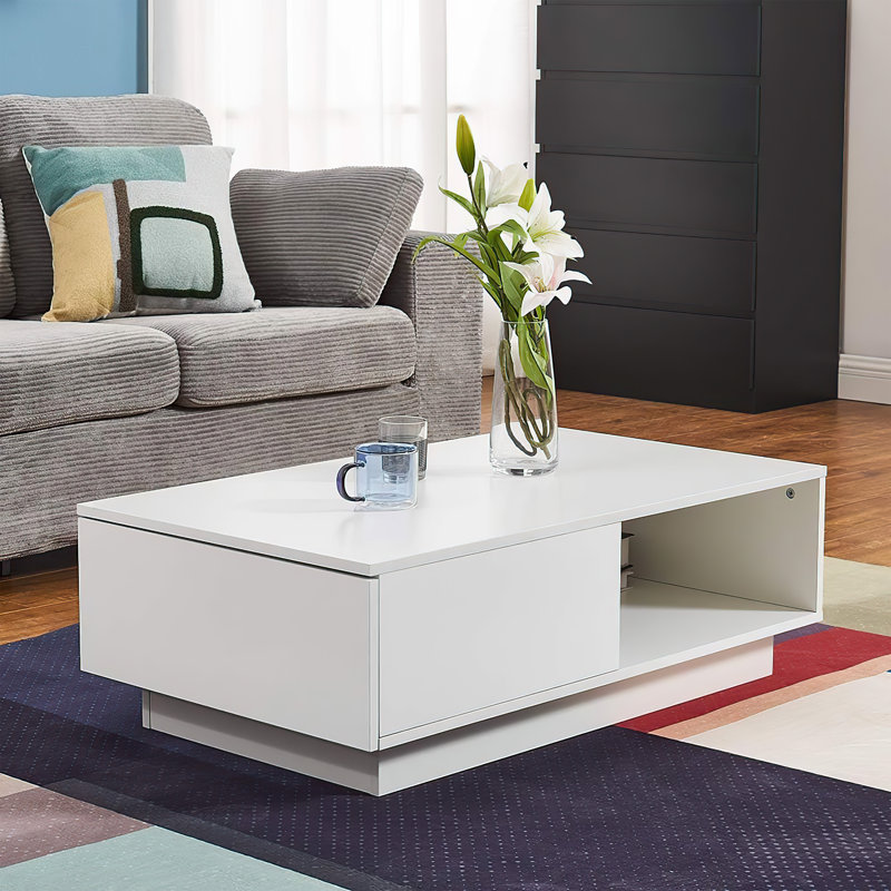 Coffee Table with Storage, White