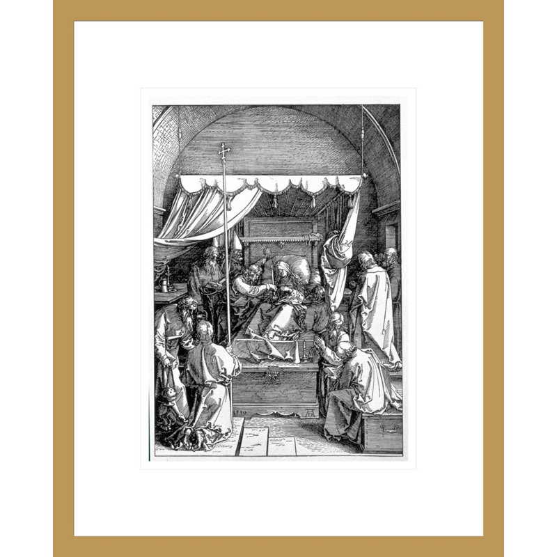 La mort de la Vierge de la série «La vie de la Vierge» par Albrecht Dürer, impression giclée sur cadre