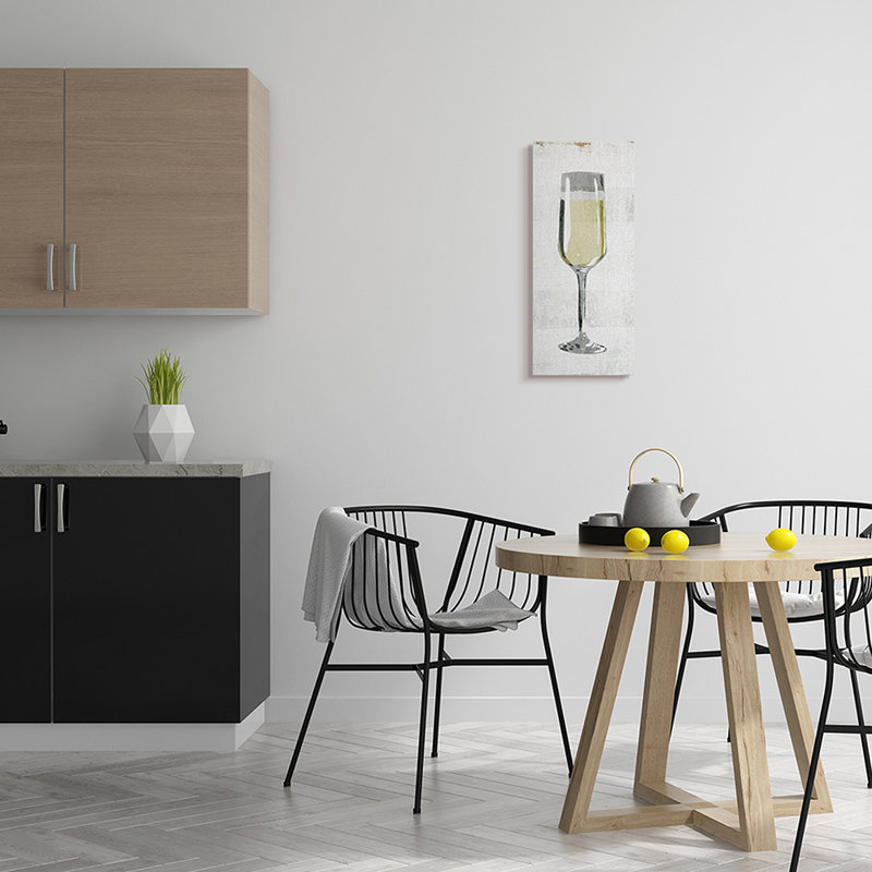 «Champagne Flute Rustic Kitchen Distress Stripes» par Milli Villa - impression d'art graphique, Toile tendue