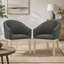Ensemble de salle à manger Venezia 7 pièces avec table ovale en chêne gris de 80 po, double pied central et 6 chaises tonneau rembourrées grises