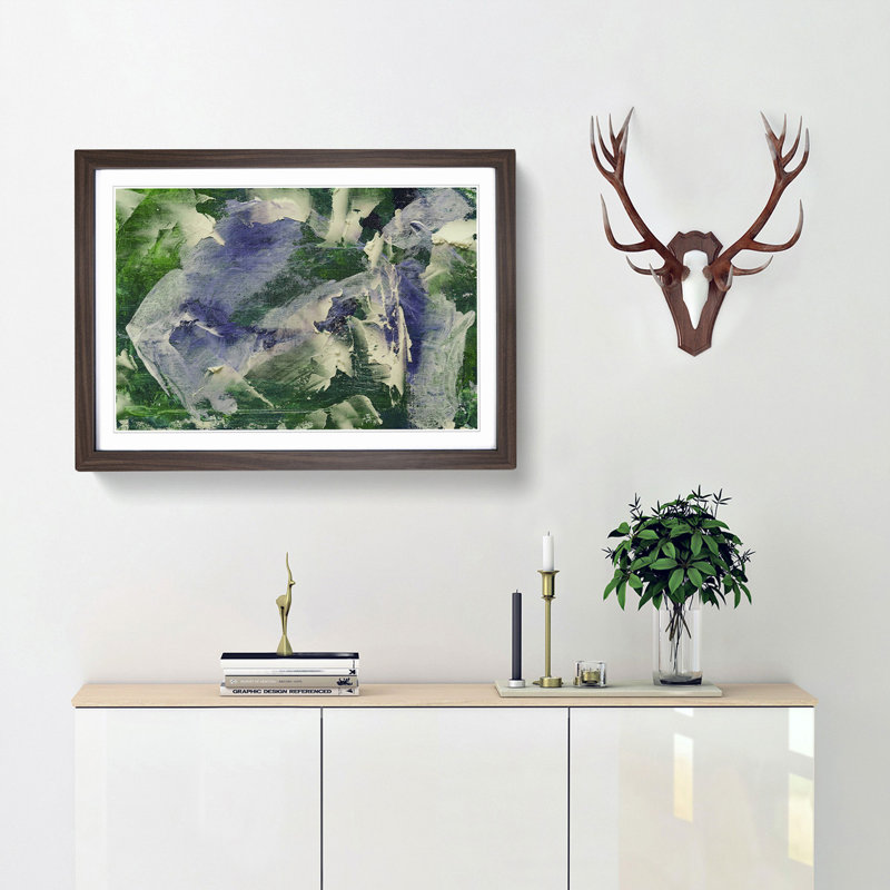 Abstract Art Painting Vol.184 by S.Johnson - Picture Frame Painting Print, 27cm H x 36cm W x 2cm D, Walnut Framed