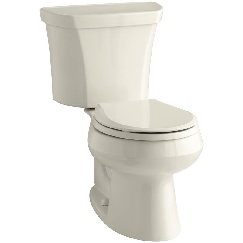 Wellworth 1.6 GPF Round Two-Piece Toilet (Seat Not Included), Almond, Right-Hand
