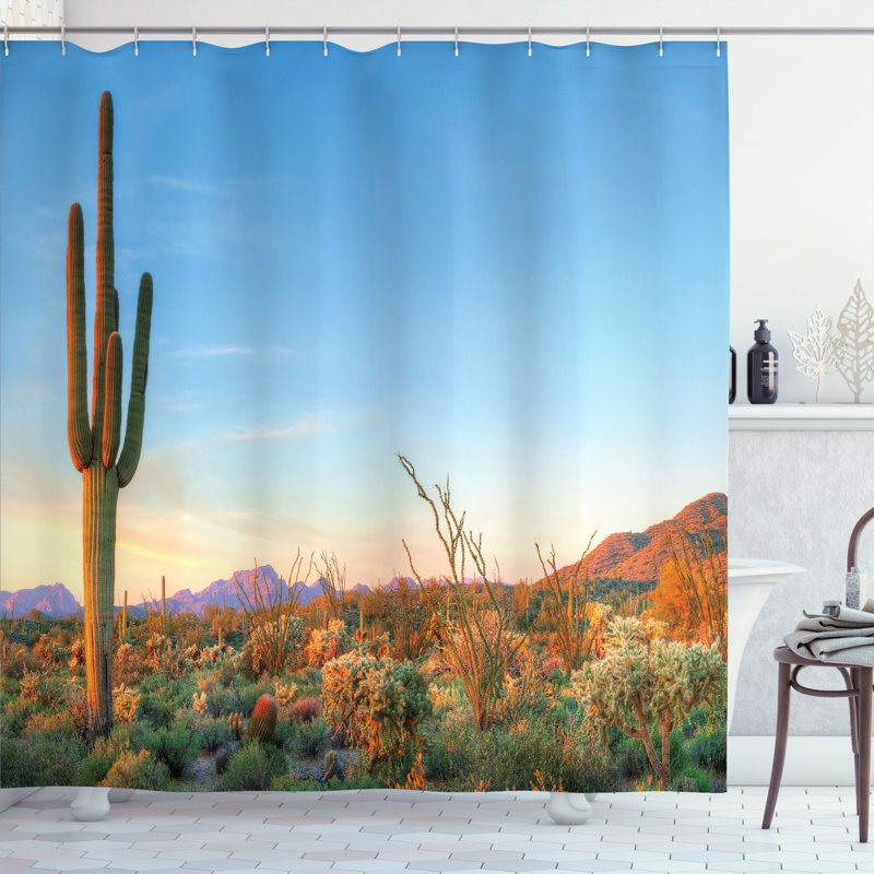Ensemble de rideau de douche et crochets saguaro, H 70 po x l 69 po