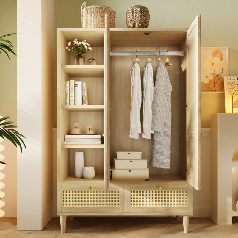 Solid Wood and Metal Wardrobe