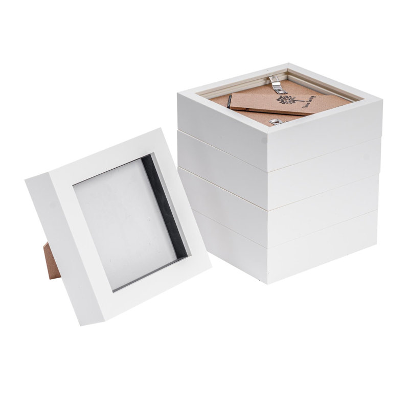 Nicola Spring - 3D Box Photo Frames - Pack of 5, White, 12.5cm H x 12.5cm W x 3.5cm D