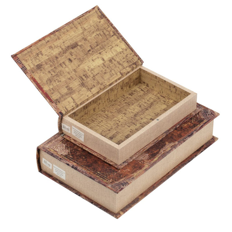 Antique Multi-Colored Faux Book Boxes, Set of 6