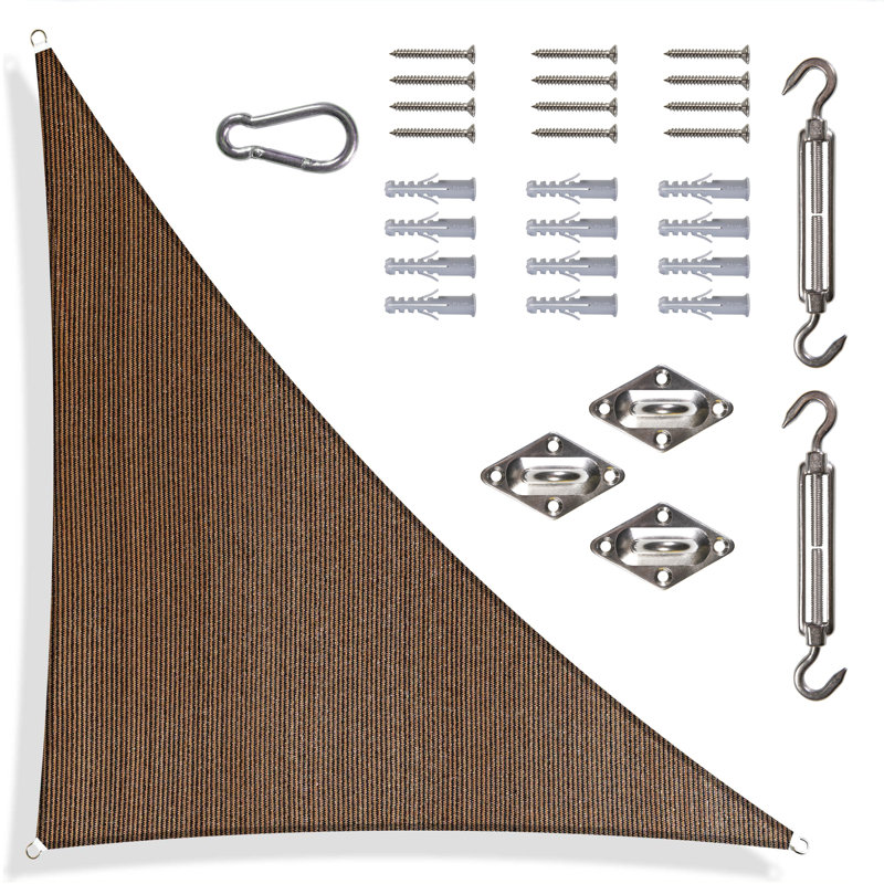 Colourtree Triangle Sun Shade Sail with Installation Hardware Kit, 12 ft. x 12 ft. x 12 ft., Brown