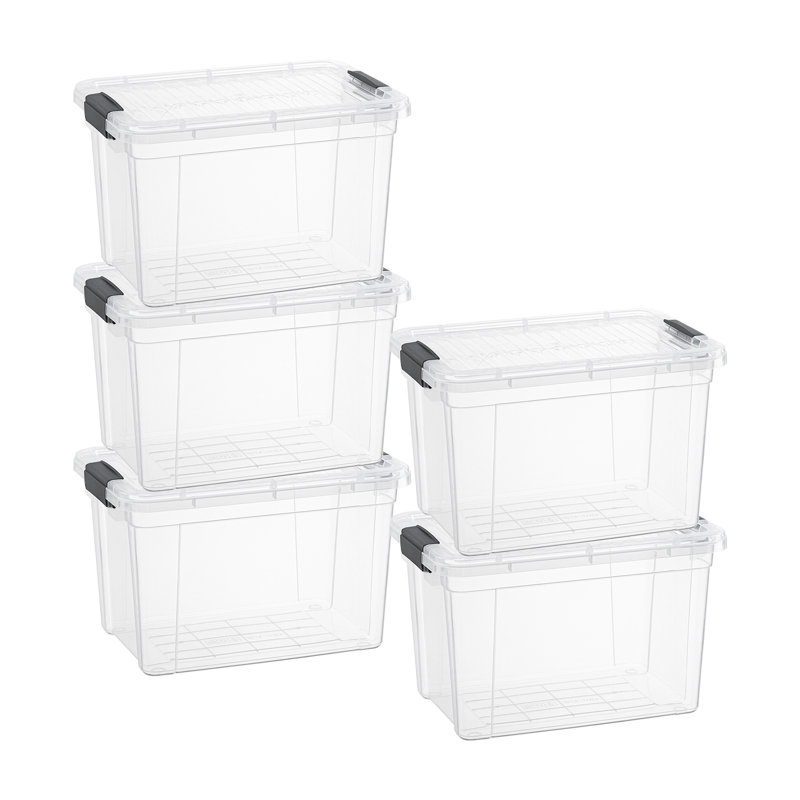 Superio 11 pte Bacs de rangement transparents avec couvercles, paquet de 5 - Boîtes de rangement en plastique pour la maison