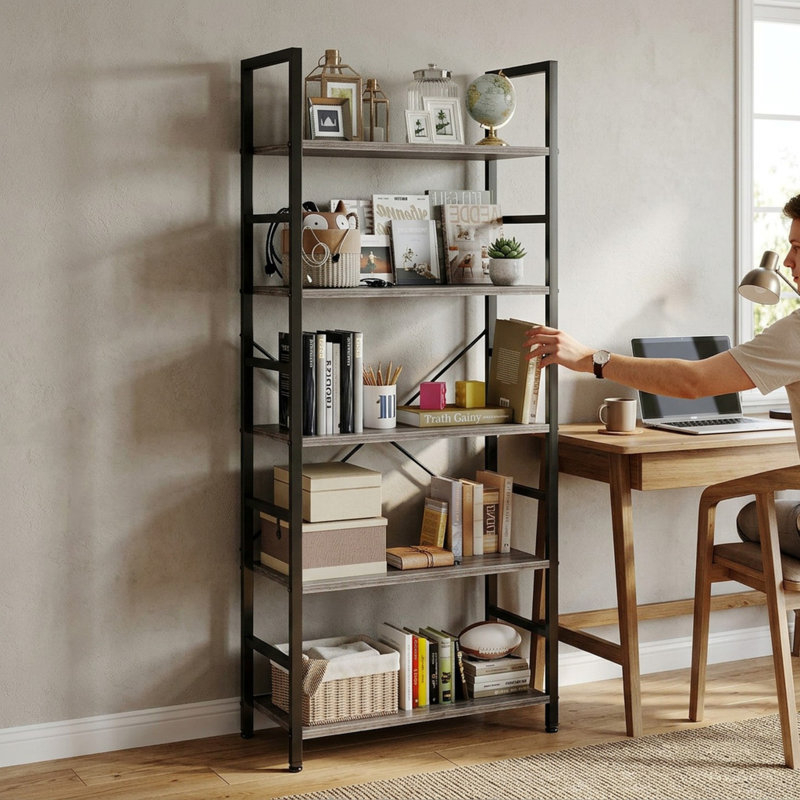 Étagère de rangement industrielle en métal et bois, étagère ouverte autoportante pour le salon, la cuisine, le bureau, support utilitaire robuste pour livres, plantes, décor