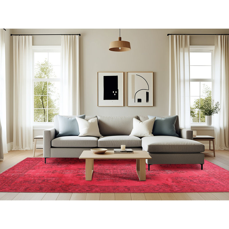 Tapis à motif oriental rose, Rectangle 6 pi x 9 pi