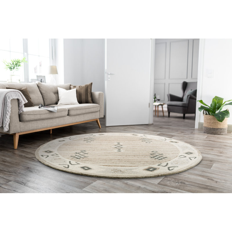 Bradbury Southwestern Wool Hand Woven Area Rug, Round 150cm