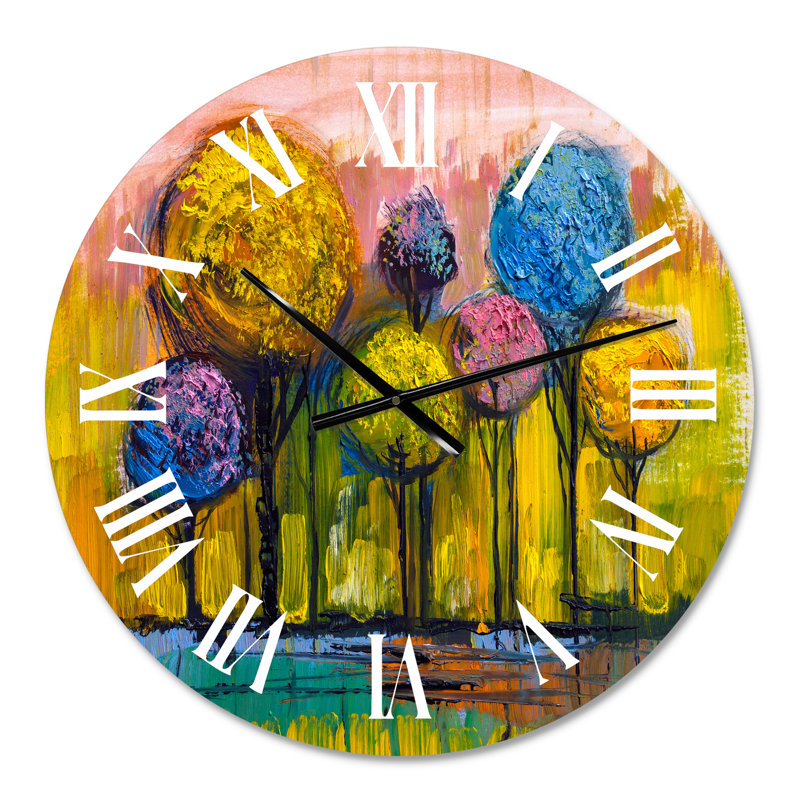 Paysage coloré impressionniste IV - horloge murale moderne, Moyen
