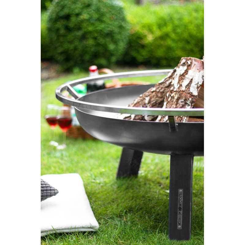 Round Steel Wood Burning Smokeless Fire Pit, 44cm H x 100cm W x 100cm D