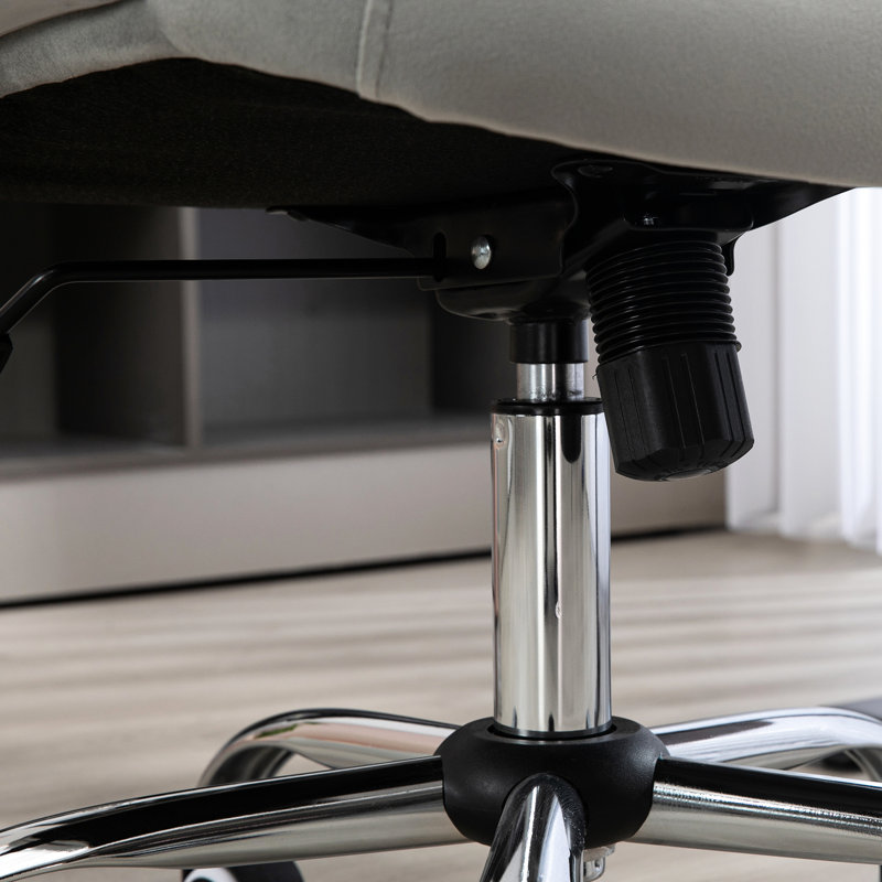 Chaise de bureau en velours gris Hauteur réglable de 18,5 po à 22,5 po, roues pivotantes, fonction d'inclinaison, soutien du dos pour une meilleure concentration, gris, roues